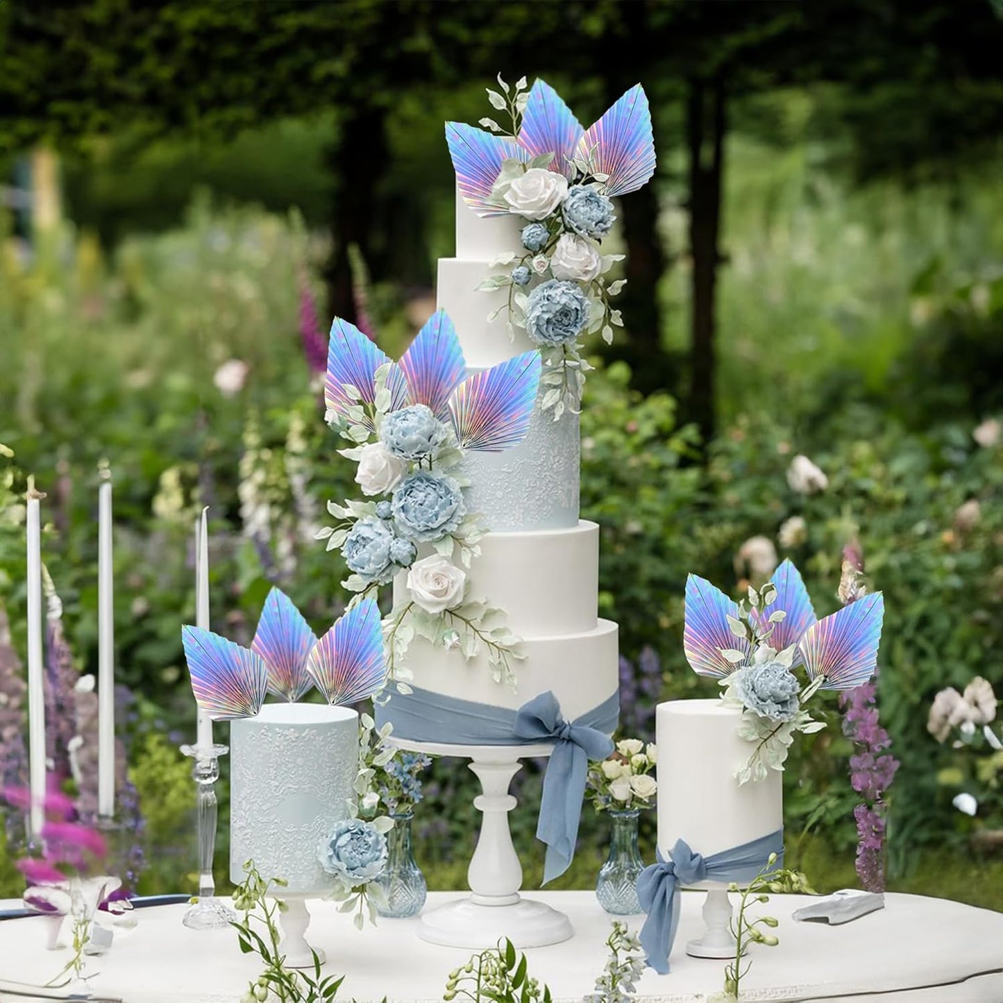 Ephlyn 6Pcs Paper Palm Leaves Fan Cake Toppers Palm Leaf Fan Cake Picks Craft DIY Fan Cupcake Toppers Palm Spear Leaves Cake Decorations for Baby Shower Wedding Birthday Party Decor Supplies Colorful