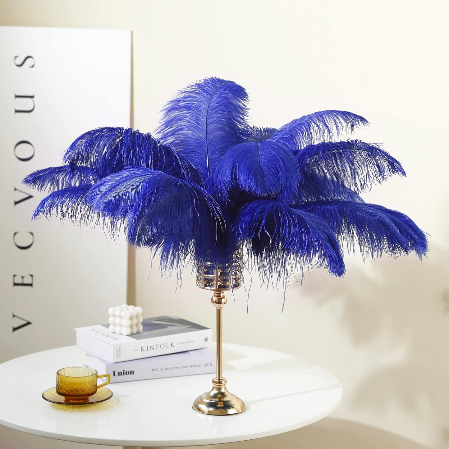 Larryhot Royal Blue Big Feathers - 10pcs 16-18 inch Feathers for Vase,Wedding Party Centerpieces and Home Decorations(Royal Blue)