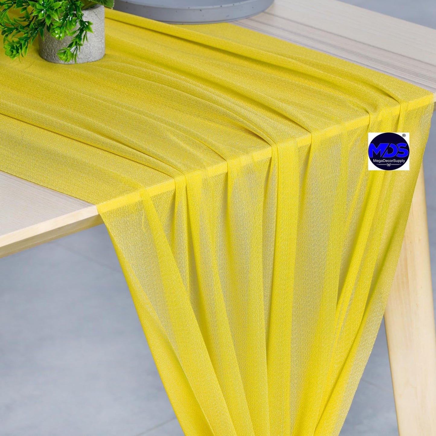 MDS Halloween Chiffon Table Runner - 25 Pack, 29 x 170 Inches, 14ft Each - Sheer Spooky Table Runners for Haunted House Parties, Trick-or-Treat Tables, Witchy Décor, Wedding & Events - Yellow