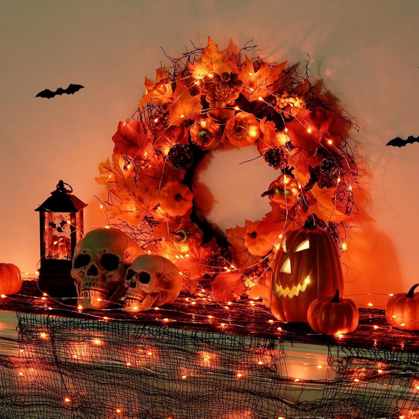 24 Pack LED Fairy Lights Battery Operated 7Ft 20Led Mini String Lights Waterproof Christmas for Mason Jars Bedroom DIY Party Wedding Christmas Decor Orange