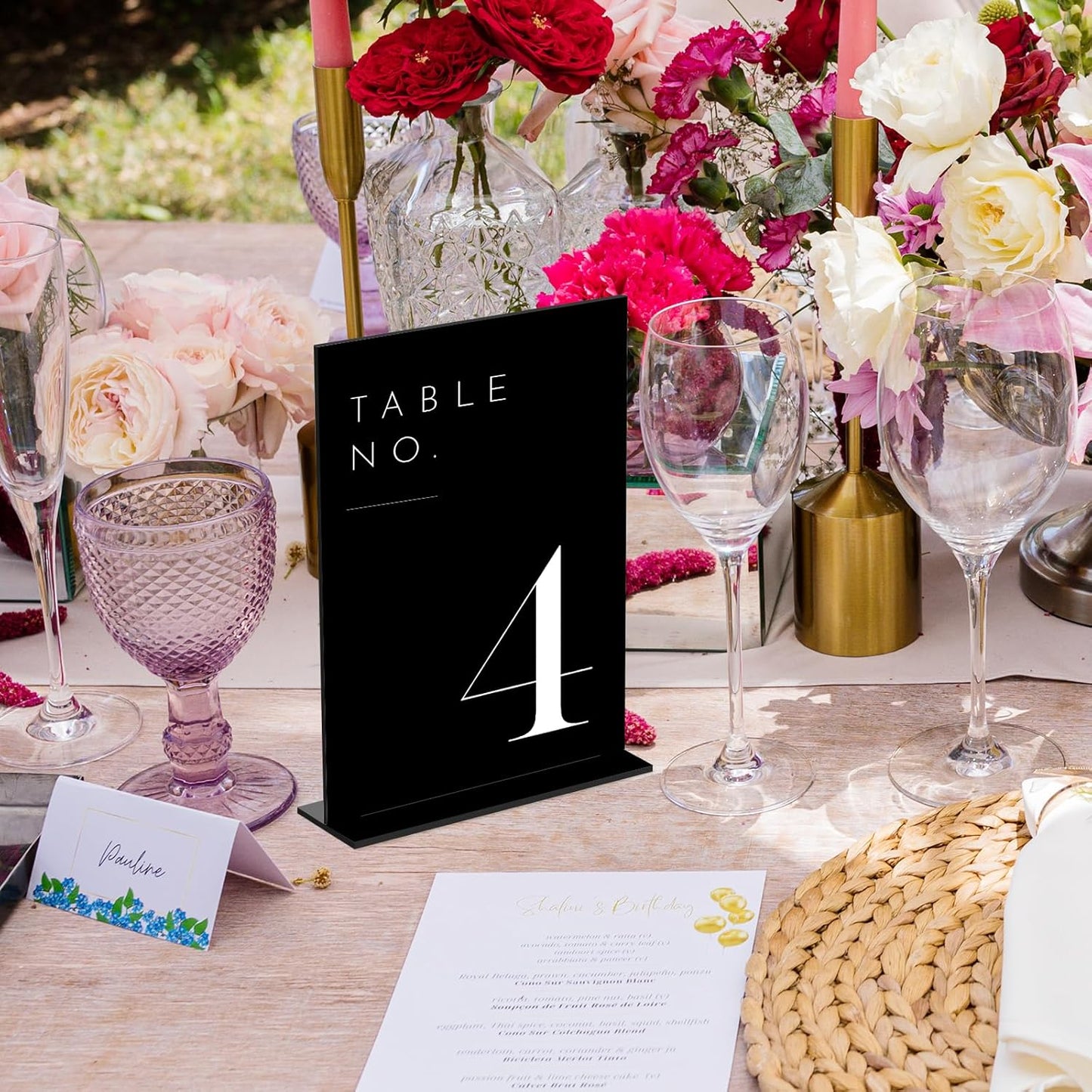 JINMURY Black Wedding Table Numbers 1-10 with Stands, 5"x7" Black Acrylic Table Numbers with White Font, Perfect for Wedding Party Reception(1-10, 5"x7")