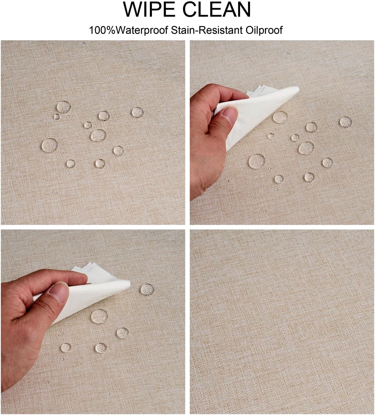 NLMUVW Linen Tablecloth Rectangle, Rustic Textured Table Cloth Water Resistant Farmhouse Table Cover for Kitchen Dining Party Coffee, Oatmeal, 54x108 Inch