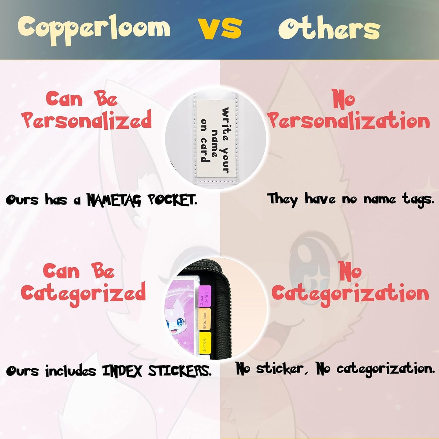 Cute Pink Trading Card Binder 4 Pocket for Girls Gifts - Includes Name Tag & Tab Stickers for Sorting - 440 Pockets Card Binders Zipper Album Book Holder - Baseball Football Sports Tcg Card Case