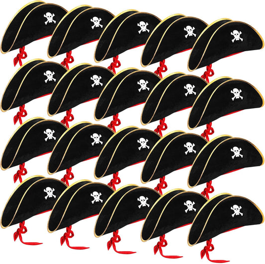 Hsei Halloween Pirate Hat Skull Print Captain Costume Caps Party Accessories Hats for Cosplay Caribbean Nautical Themed