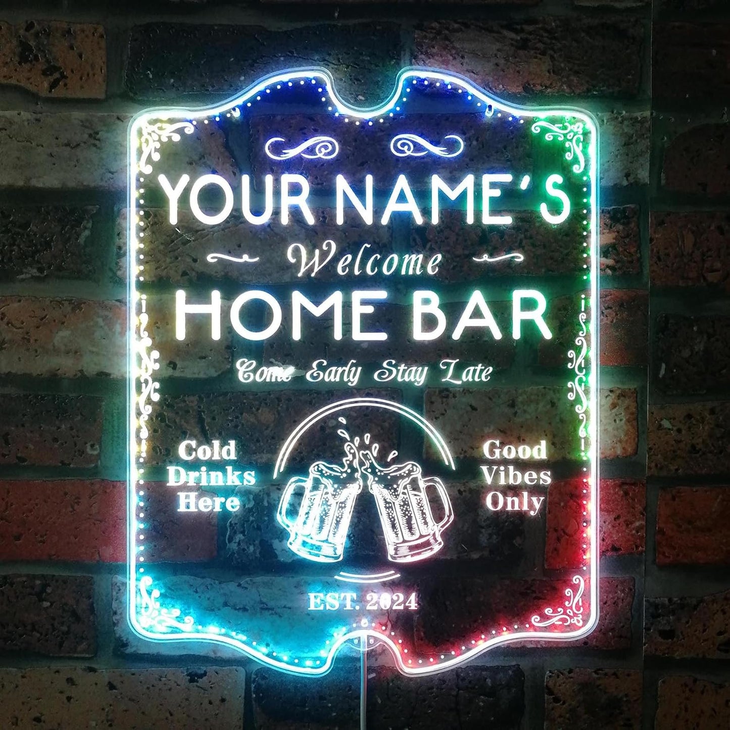ADVPRO Personalized Your Name Home Bar RGB Dynamic Glam LED Sign - Cut-to-Edge Shape - Smart 3D Decoration - Multicolor Signage st06s86-fnd-p11b-tm-c