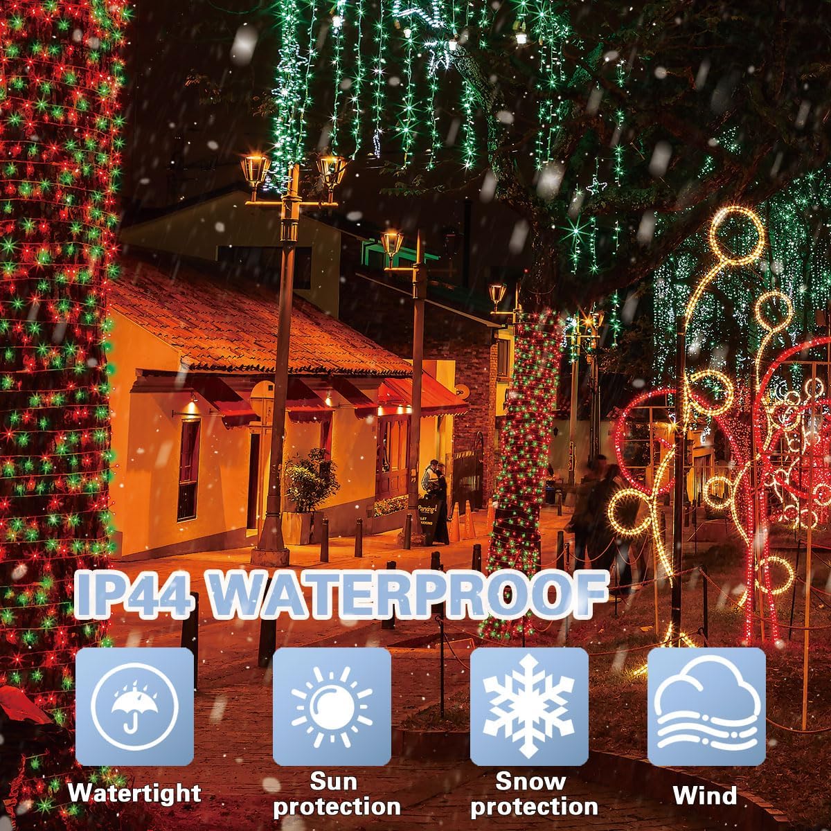 LAMPHOME 33ft Christmas Decorative Mini Lights, 100 LED Transparent Wire Fairy Starry String Lights Plug in, 16 Lighting Modes, for Indoor Outdoor Xmas Tree Wedding Party Decoration (Red+Green)