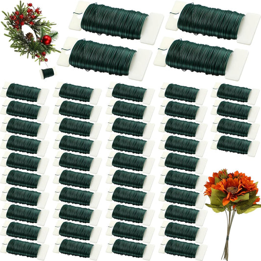 Ferraycle 48 Pack Green Floral Wire 38 Yards 22 Gauge Flexible Paddle Florist Christmas Green Wire for Crafts Christmas Wreaths Tree Garland and Floral Flower Arrangements
