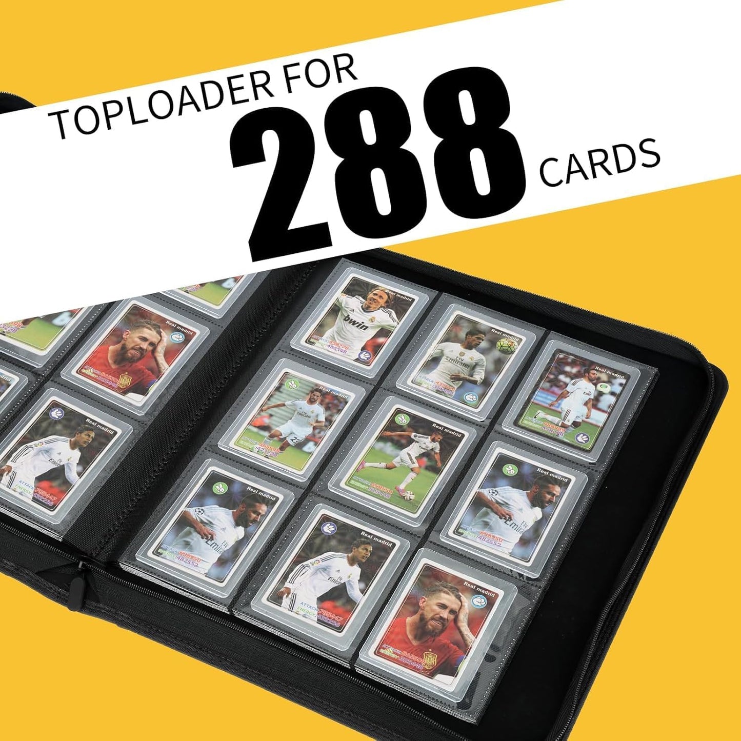 Toploader Binder,Holds 288 Toploaders,9 Pocket Double-Sided Top Loader Binders with Sleeves for 3 x 4'' Toploaders, Card Holder for Trading Cards or Sports Cards (Grey)