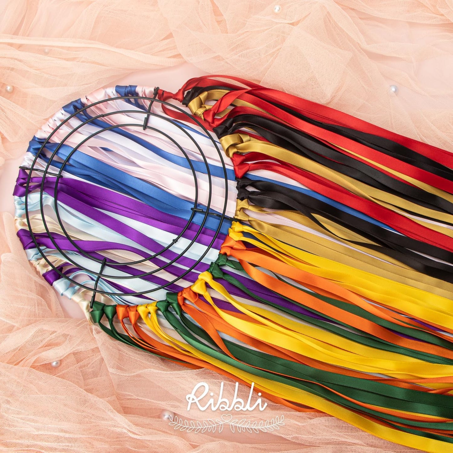 Ribbli Double Faced Gold Satin Ribbon,3/8” x Continuous 25 Yards,Use for Bows Bouquet,Gift Wrapping,Floral Arrangement