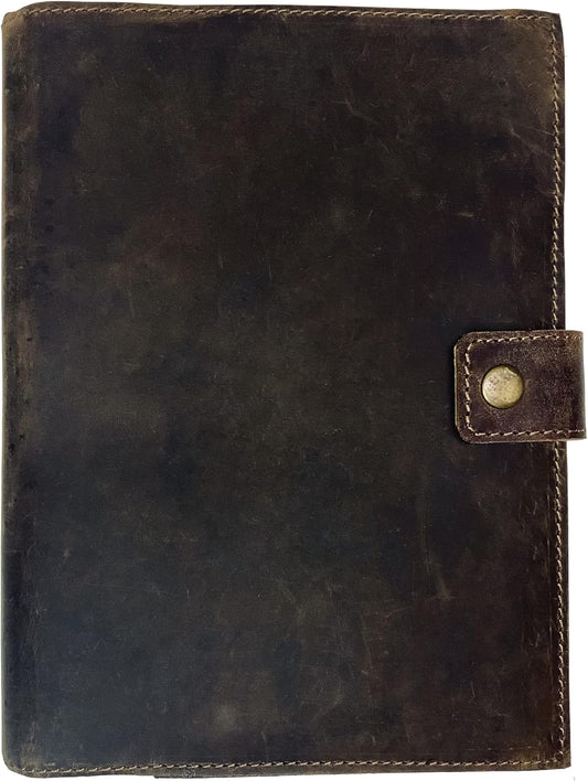 Refillable Leather Journal | Premium Lined A5 Notebook Cover | 200 Ruled Writing Pages | Card Holder Slot | Leather Bound Journals for Men & Women, Best Gift Travel Diary, Cool Planner