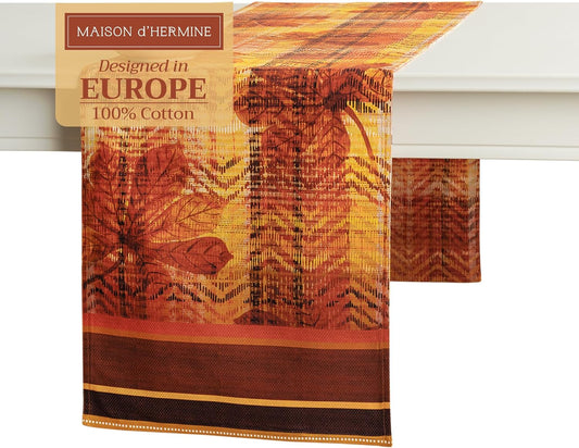 Maison d' Hermine Table Runner 100% Cotton Double Layer Table Runners 108 inches Long for Thanksgiving Christmas Decorations Home Kitchen Dining Party Wedding (Thanksgiving Tartan, 14.5" x 108")