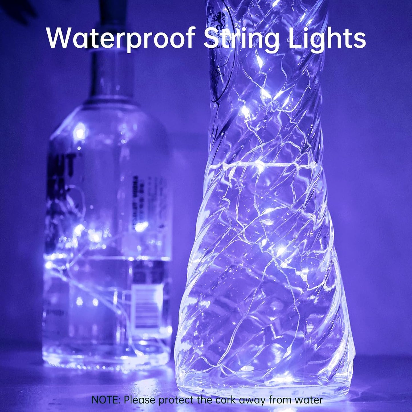 Aluan Wine Bottle Lights with Cork, Christmas Lights 10 Pack 20 LED Mini Fairy String Lights, Waterproof Battery Operated Cork Lamp for Liquor Bottles Wedding Reception Table Decorations, Cool White