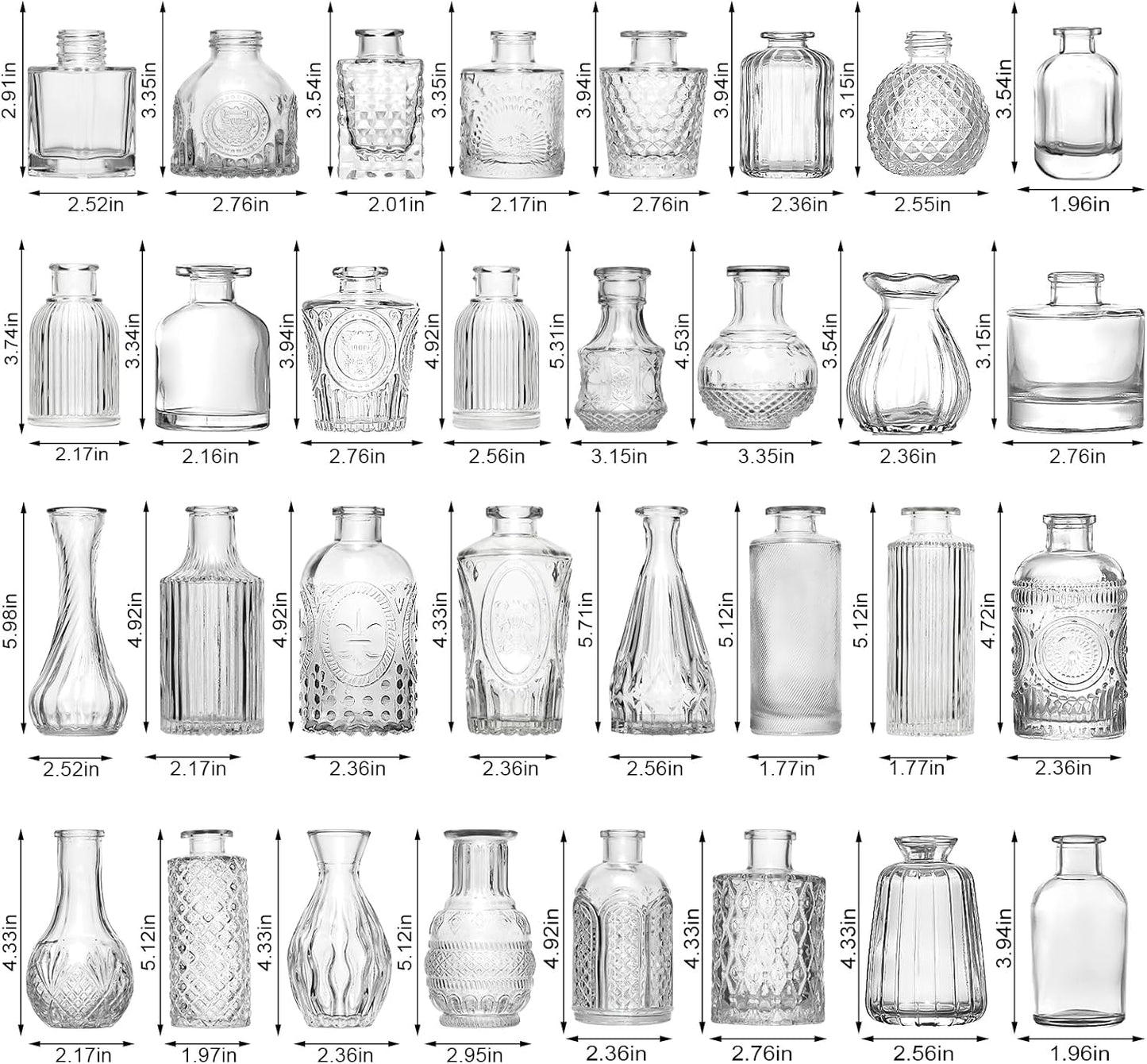 Arme Bud Vase Set of 45, Clear Bud Vases in Bulk, Mini Glass Vases for Flower, Small Flower Vases for Centerpieces, Vases for Decor, Home Wedding Table Décor