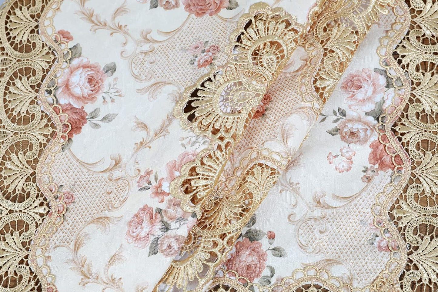 vctops Damask Lace Patchwork Tablecloth Luxury Square Small Table Cover Elegant Floral Embroidered Lace Table Cloth for Party Kitchen Dinning Picnic Decoration (Type G,32"x32")