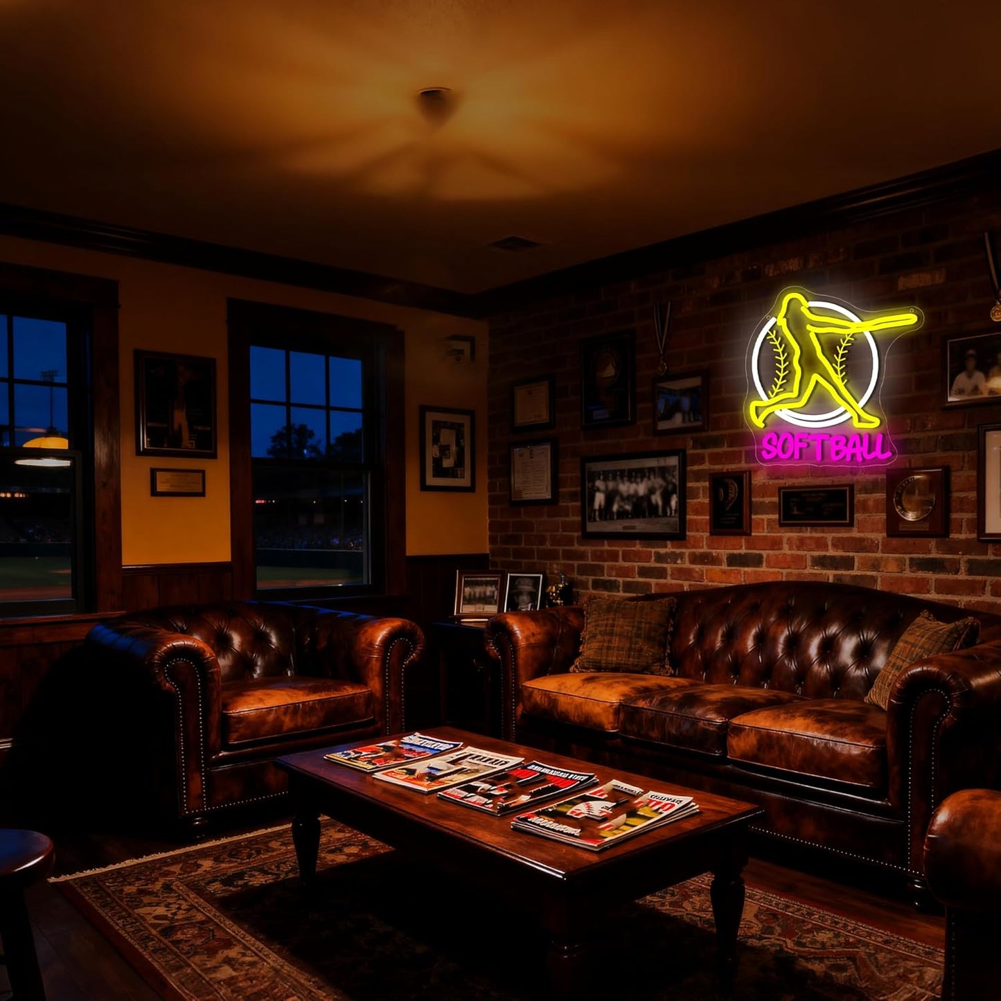 Softball Neon Sign for Wall Decor Dimmable Softball Party Neon Light for Girls Sport Team Light up Sign for Women Fans Club Court Wall Art Office Park Christmas Birthday Gifts Size12.2*12.1In(WZCP232)