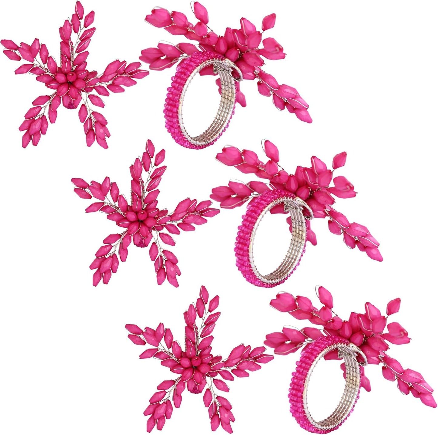 Napkin Rings Set of 12 for Dining Table Decoration Parties Everyday Metal Napkin Holder Leaf Pink (Pack of 12)