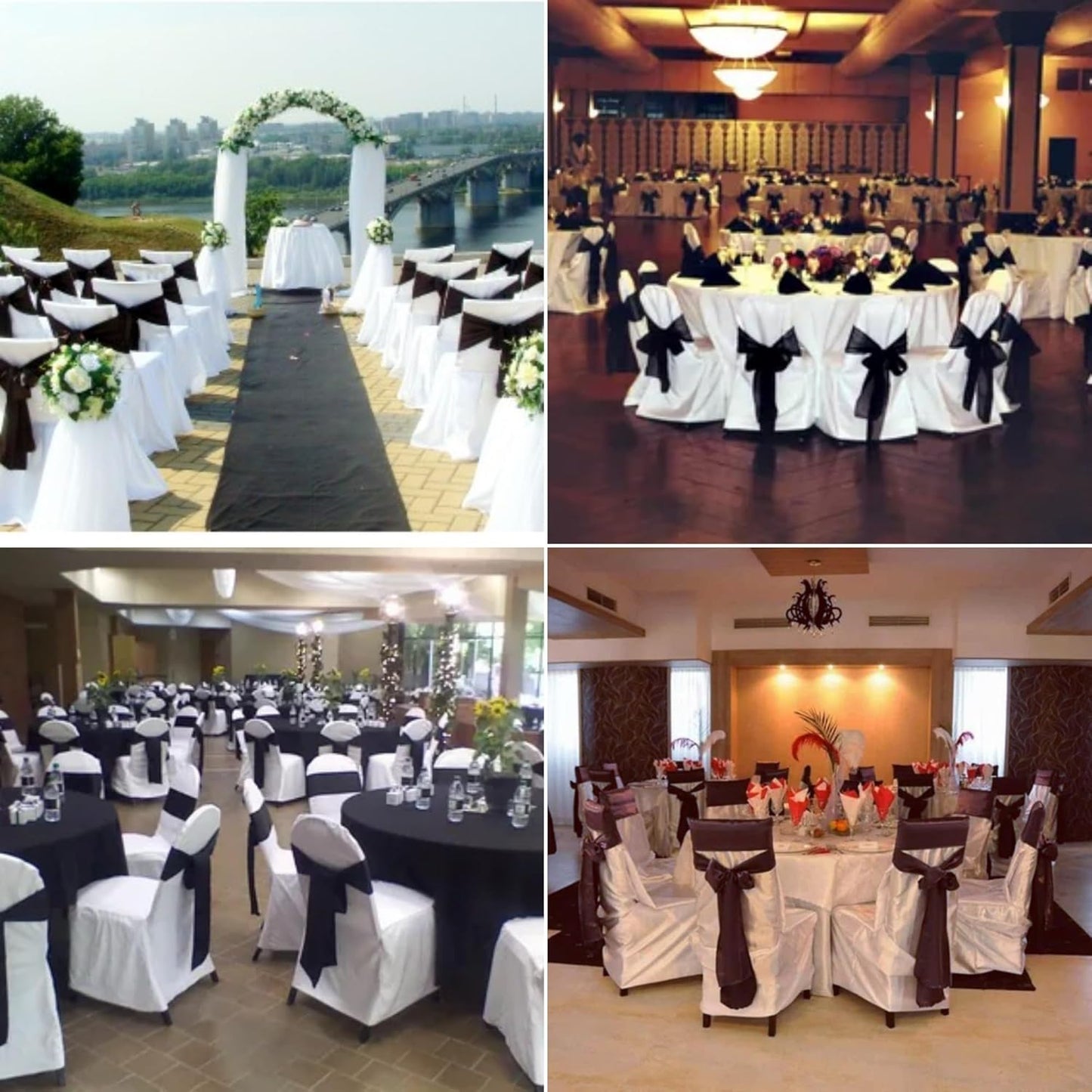 50 PCS Satin Chair Sashes Bows Decorative Universal Chair Cover Chair Ribbon Ties Back Sash for Wedding Birthday Party Ceremony Reception Hotel Events Banquet Restaurant Home Decor(7 x 108inch, Black)