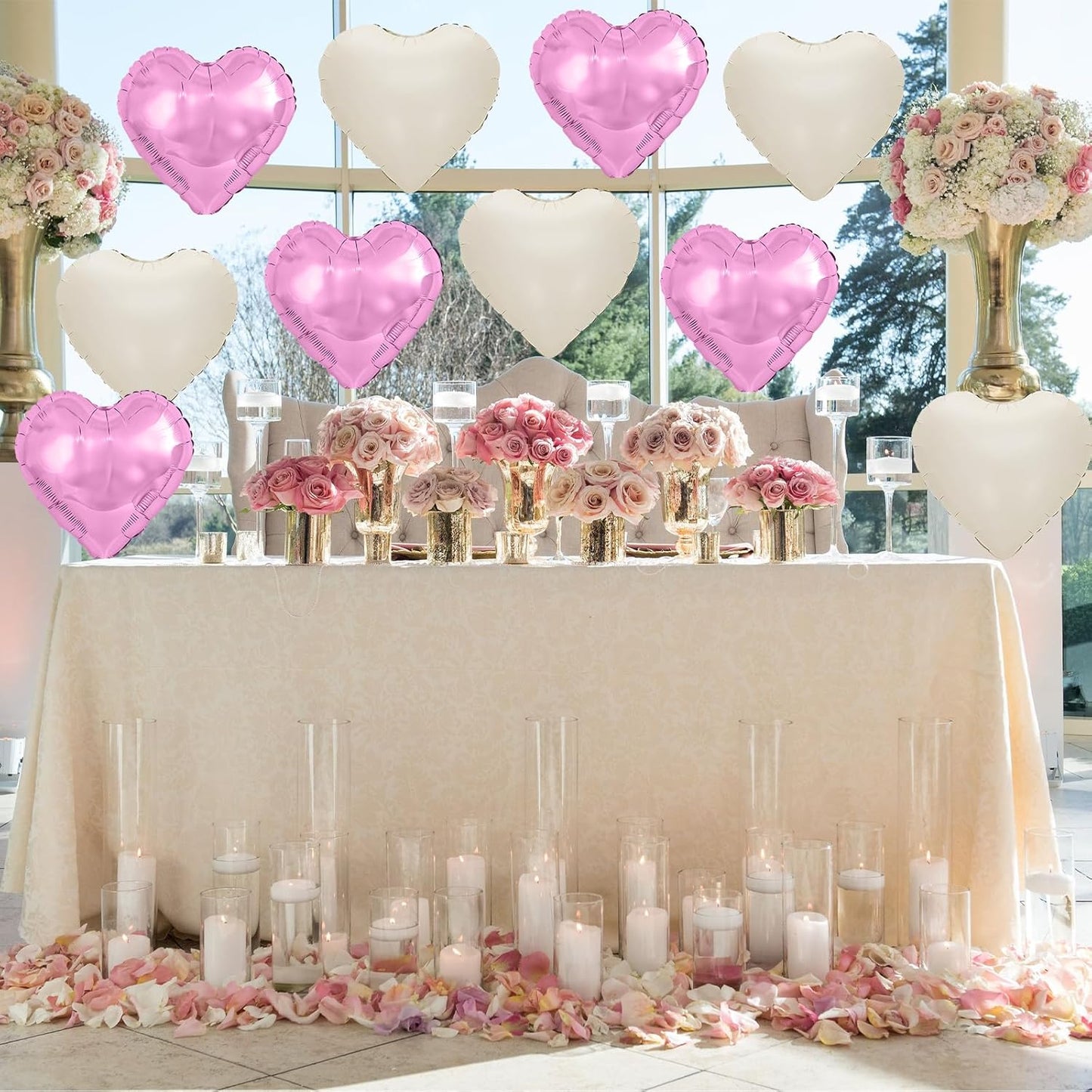 Purple Cream White Heart Balloons,12Pcs 18Inch Cream Purple Sand White Heart Shaped Foil Helium Balloons for Baby Shower Birthday Anniversary Wedding Engagement Party Decorations