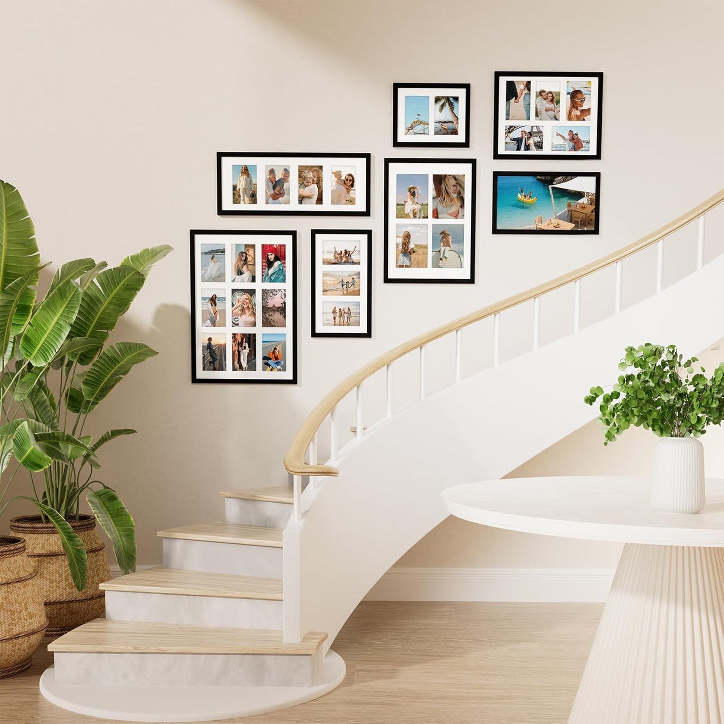 Vittanly 12x16 Collage Picture Frame, Displays 4Pcs 5x7 Pictures with Mat, Picture Frames Collage Wall Decor for Horizontal or Vertical Display, Black, 1 Pack