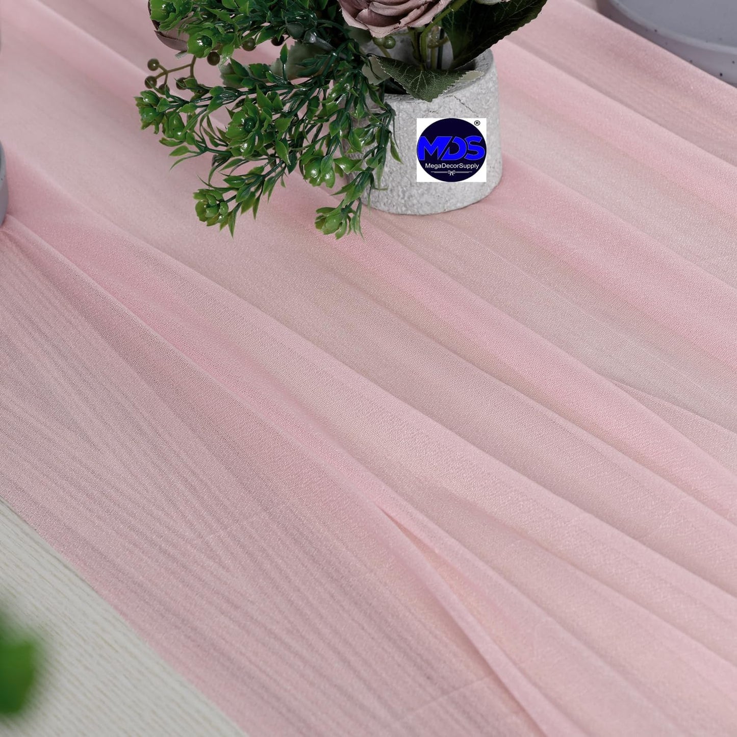 MDS Halloween Chiffon Table Runner - 25 Pack, 29 x 120 Inches, 10ft Each - Sheer Spooky Table Runners for Haunted House Parties, Trick-or-Treat Tables, Witchy Décor, Wedding & Events - Blush Pink