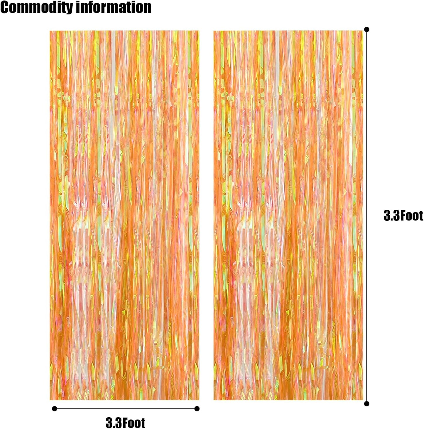 CANREVEL 2 Pack 3.2x6.5 Feet Iridescent Foil Fringe Backdrop Curtains, Clear Yellow Tinsel Photo Booth Props Streamers Party Decorations for Birthdays, Christmas, Lemon, Smiley Party Decorations