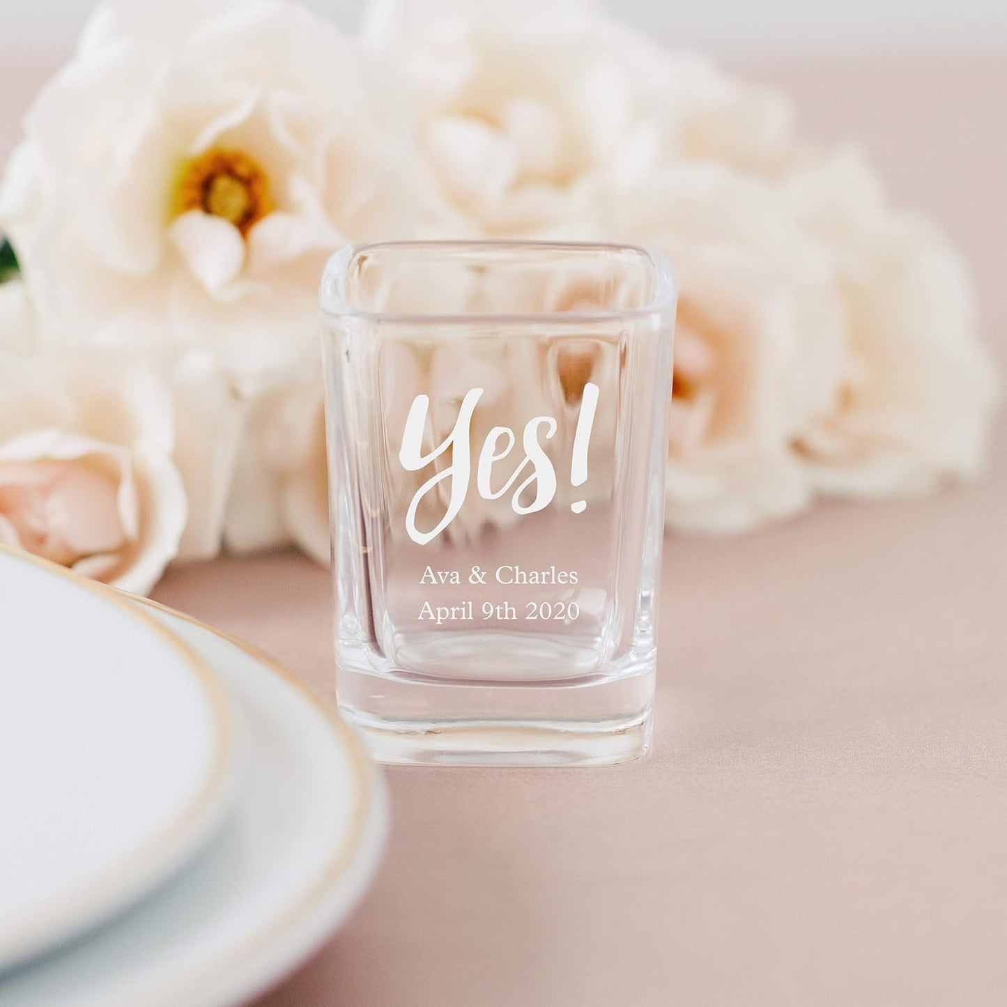 WEDDINGSTAR Personalized 2oz Square Shot Glass Customizable Full Color Print - 72 pack
