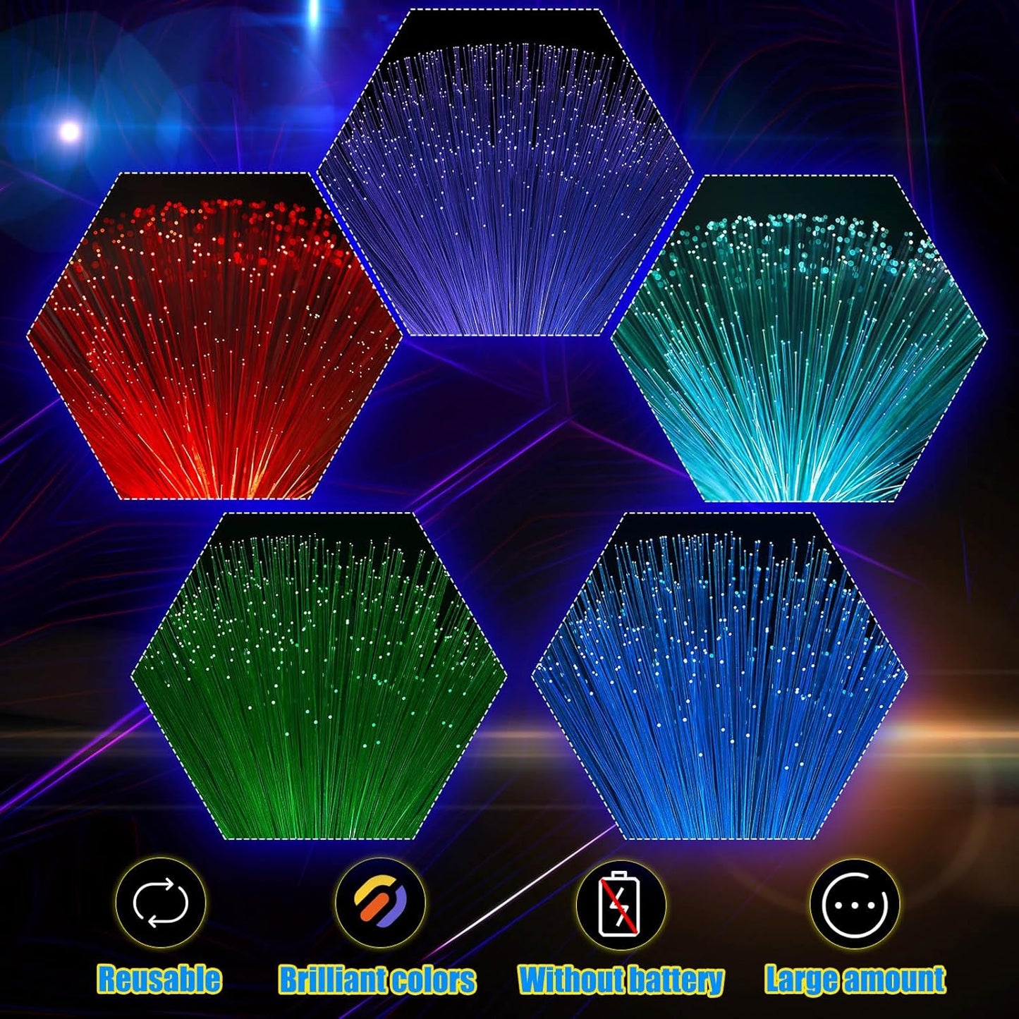 Patelai 10 Pcs LED Fiber Optic Lamp Color Changing Fiber Optic Night Light with Multicolor Glow Decorative Table Centerpiece for Sensory Bedroom Halloween Party Holiday Decorations (Crystal,Clear)