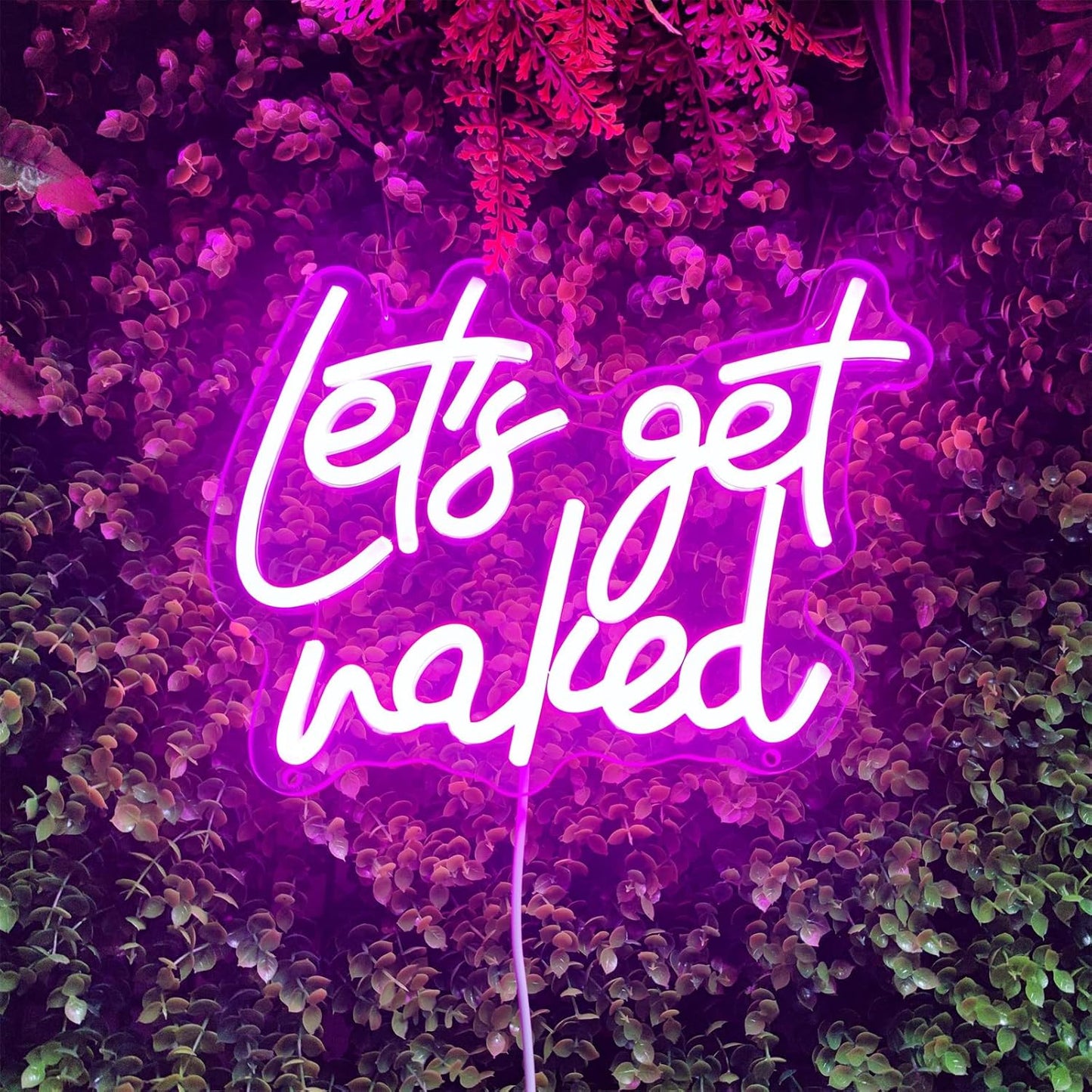 Lets Get Naked Neon Sign Let's Get Naked Neon Signs for Wall Decor, Led Light Sign for Girls Thanksgiving Bedroom Birthday Party Bar, 11.8" x 9.4"