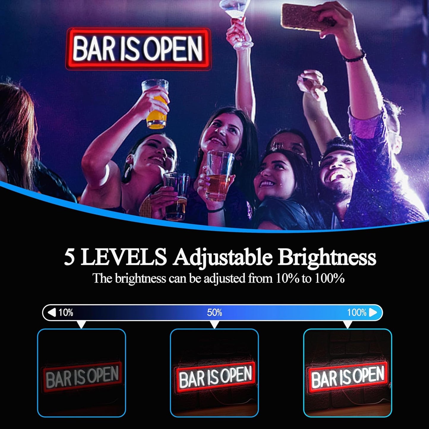 Bar Is Open Neon Sign for Wall Decor,USB Powered Led Bar Neon Sign Open Light up Sign for Pub Beer Party Business Window(15.75 * 4.72In)