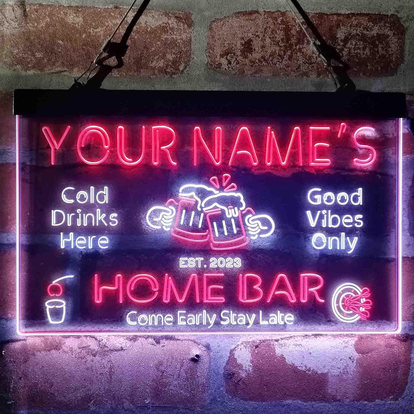 ADVPRO Personalized Your Name Custom Home Bar Beer Established Year Dual Color LED Neon Sign White & Red 16 x 12 Inches st6s43-p1-tm-wr