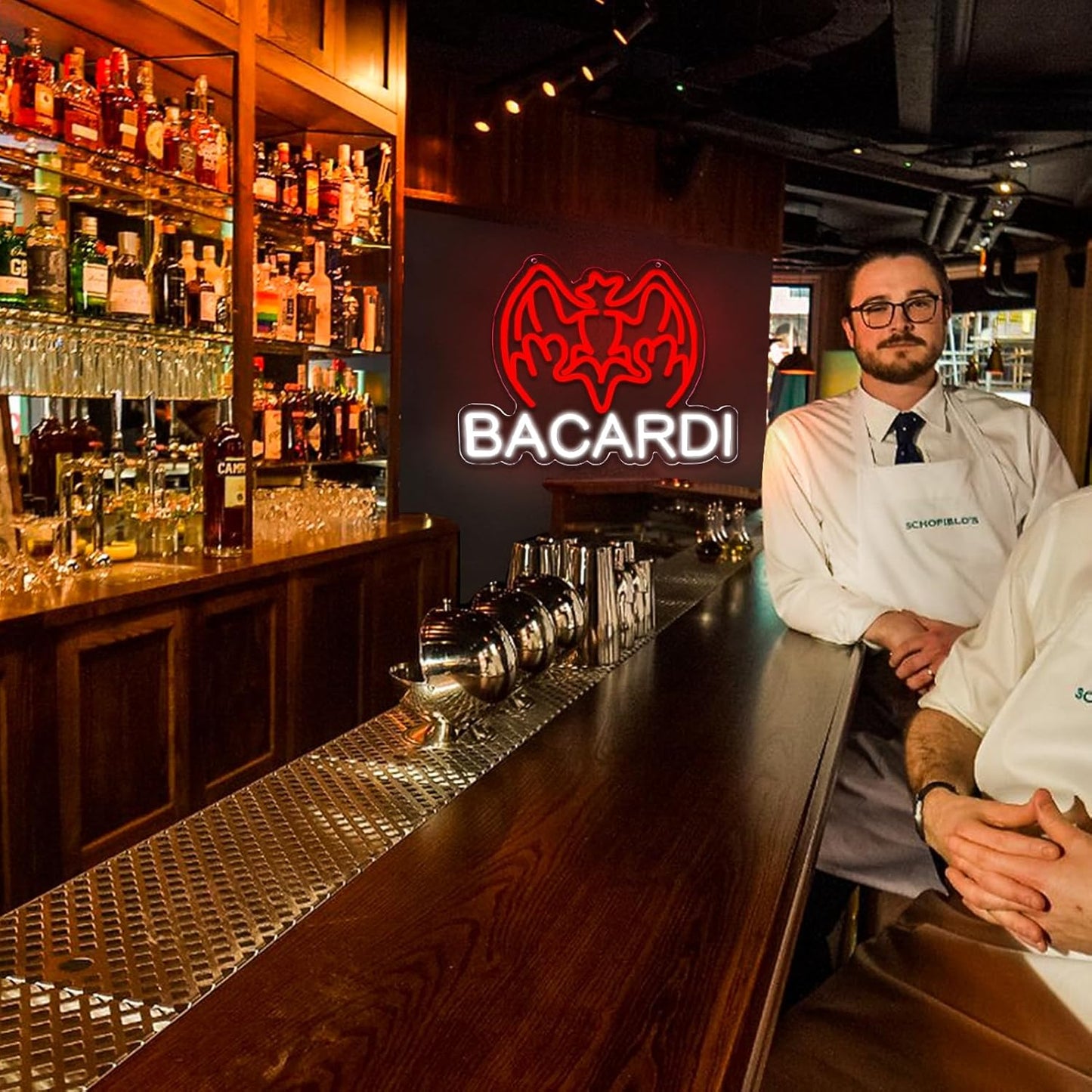 Bacardi Rum neon commercial sign for bar wall decor，USB Powered Decorative Bar Open Sign for Home Bar Store Party Decor，Neon Lights for Man Cave