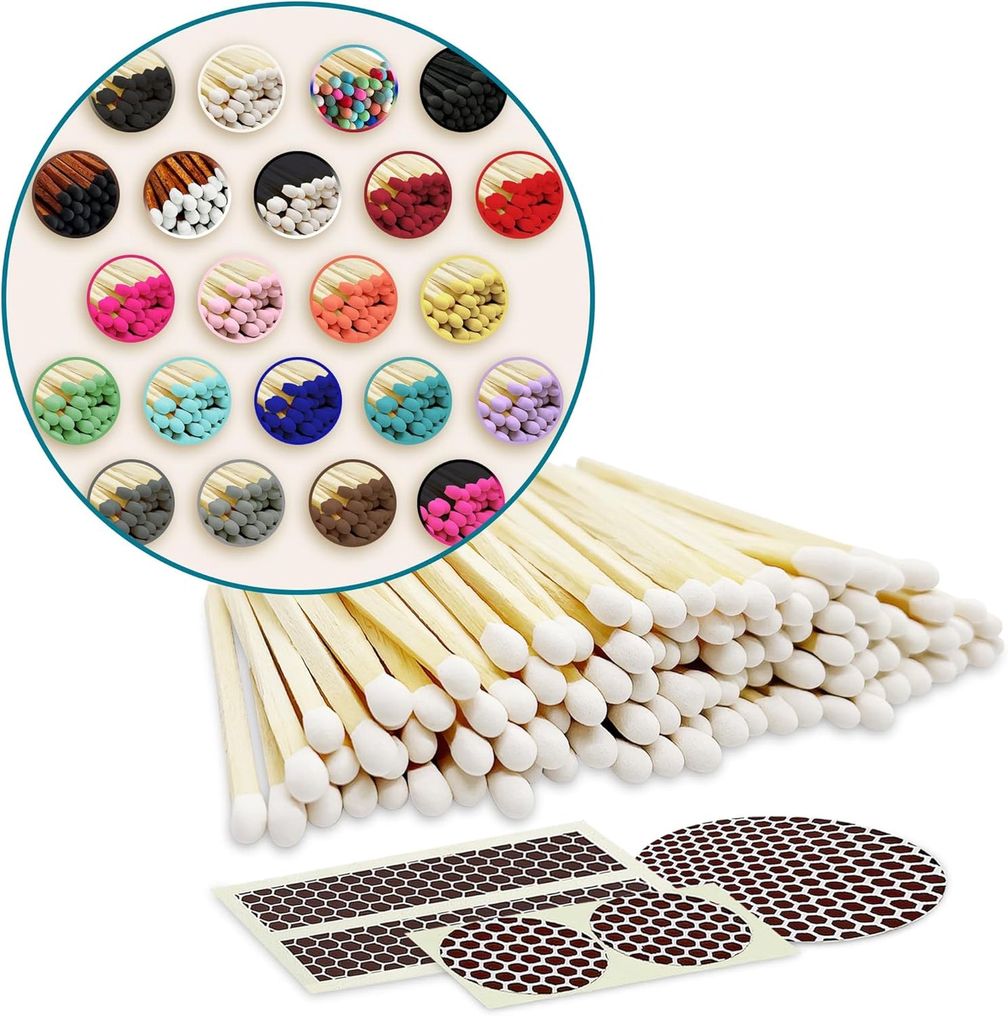 2" Choose Your Colors Safety Matches | Set of 100+ Bulk Artisan Matchsticks with Striker Stickers by Thankful Greetings | Select a Color - 100+ Matches | Custom for Your Home Decor, Gifts, & Events