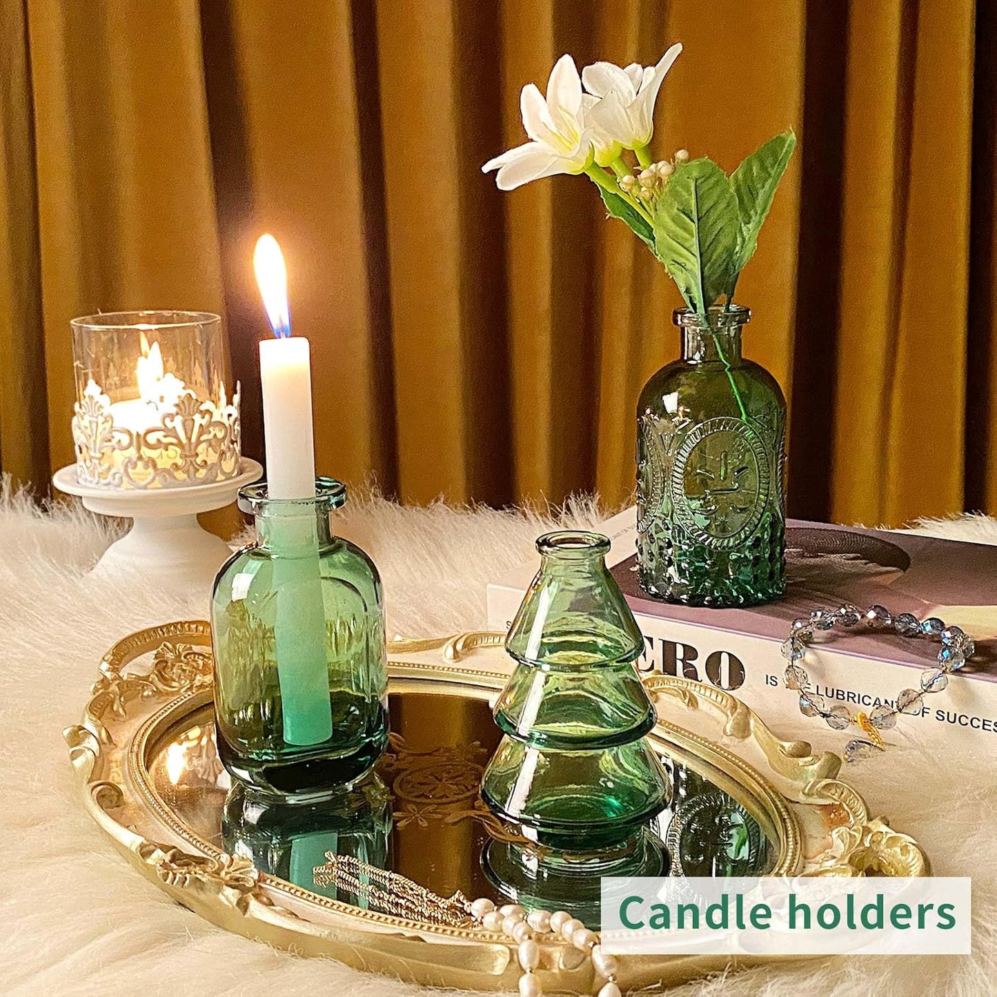 Glass Bud Vases in Bulk Set of 30 Pcs,Small Glass Vases for Flowers as Wedding Centerpieces for Tables,Clear Flower Vases Suitble for Wedding Decorations,Home Decor (Dark Green, 30 pcs)