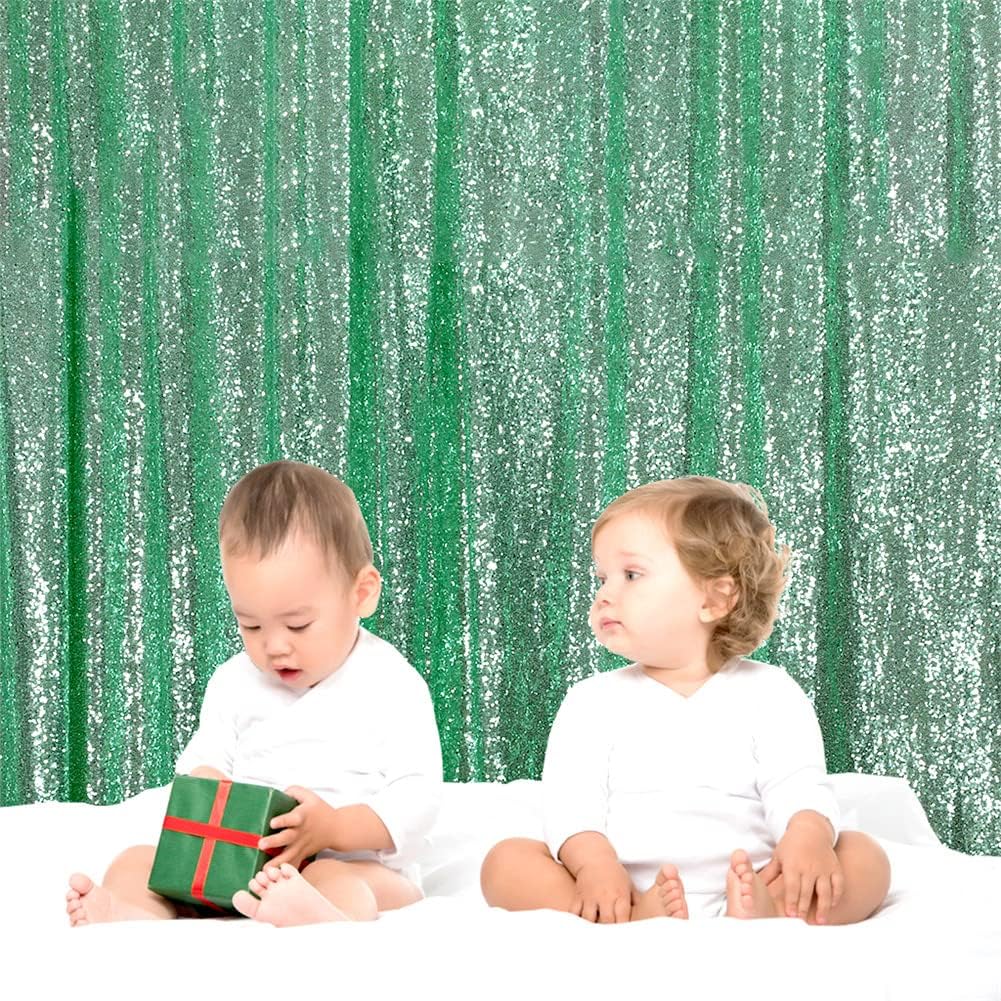 Eternal Beauty Mint Green Sequin Backdrop, 4x7 Ft Glitter Background Curtains for Shimmer Photography Party Wedding Birthday Back Drop Decor