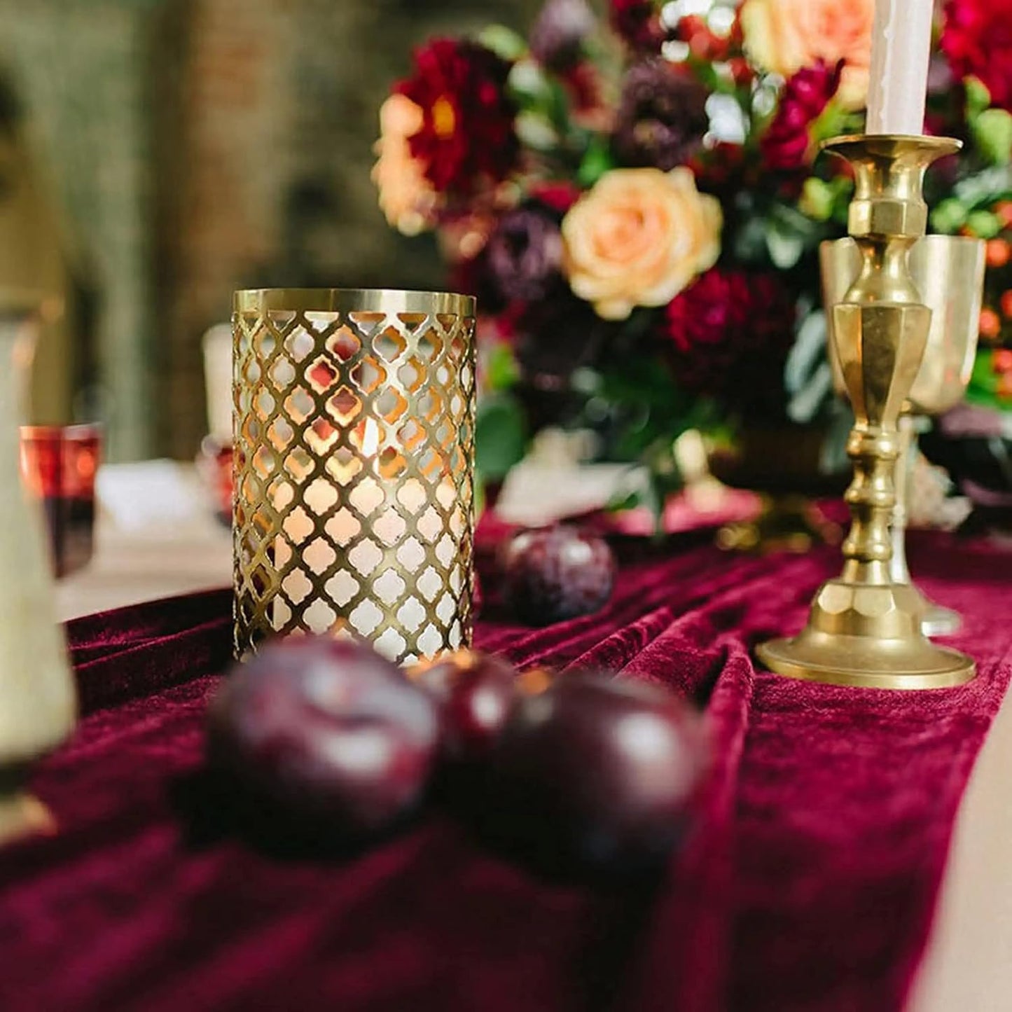 Velvet Table Runner, 5 Pack Luxurious Wedding Reception Decorations Soft Velvet Fabric Table Linen Overlay for Party (20 x 120 inch, Burgundy)