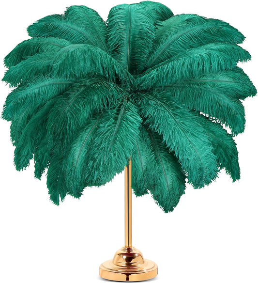 Retrowavy 30 Pcs 18-20 Inch Large Natural Ostrich Feathers Bulk for Centerpieces for Wedding Party Centerpieces Home Decoration Flower Arrangement (Dark Green)