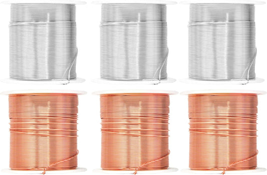 Mandala Crafts 22 Gauge Anodized Aluminum Craft Wire for Jewelry Making - 450 FT Colored Flexible Silver Copper Tone Wire - Bendable for Bonsai Armature Crafting Sculpting
