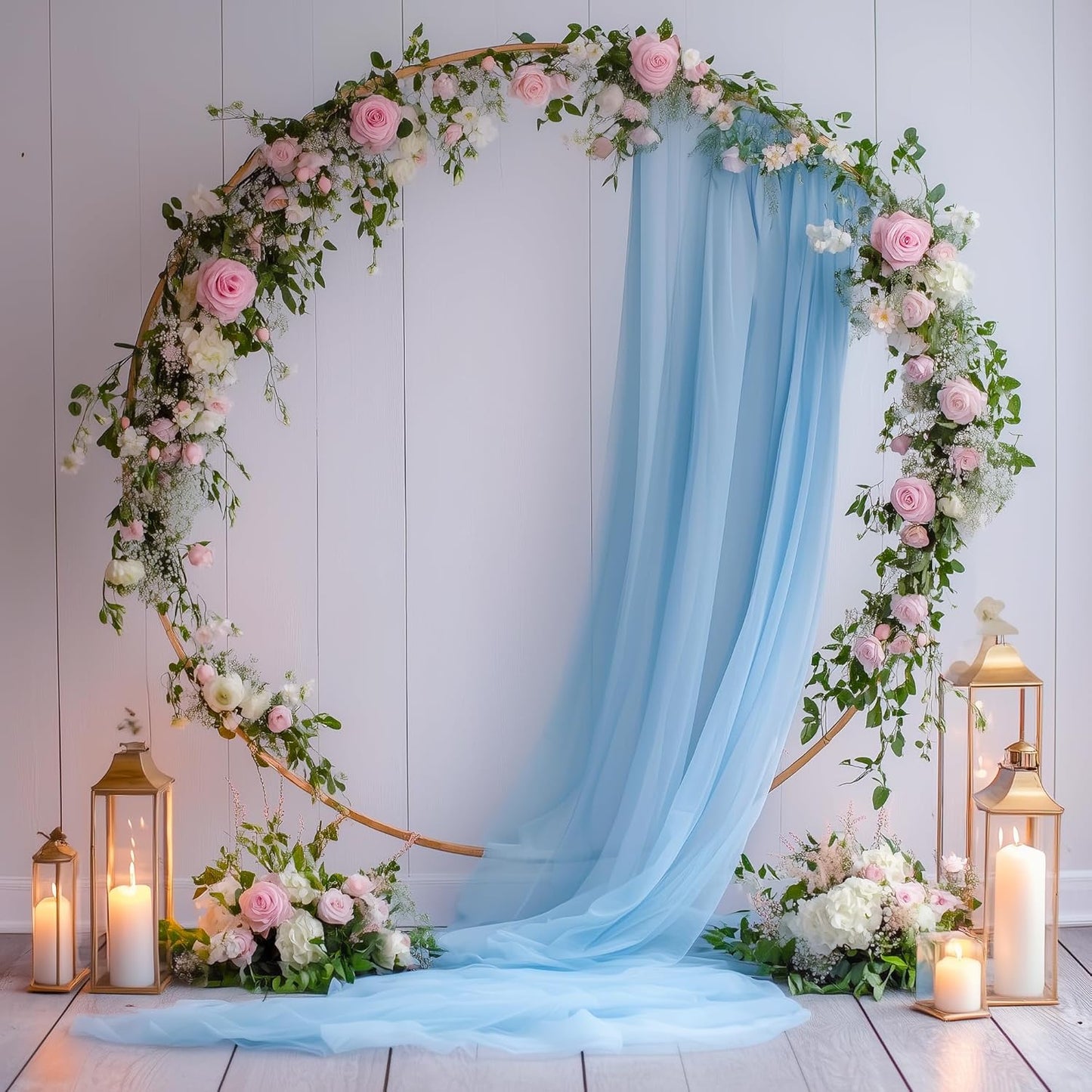 Wedding Arch Draping Fabric 4 Panels 28.7" x 20FT Baby Blue Sheer Chiffon Backdrop Drapes for Wedding Ceremony Birthday Party Bridal Shower Outdoor Decoration