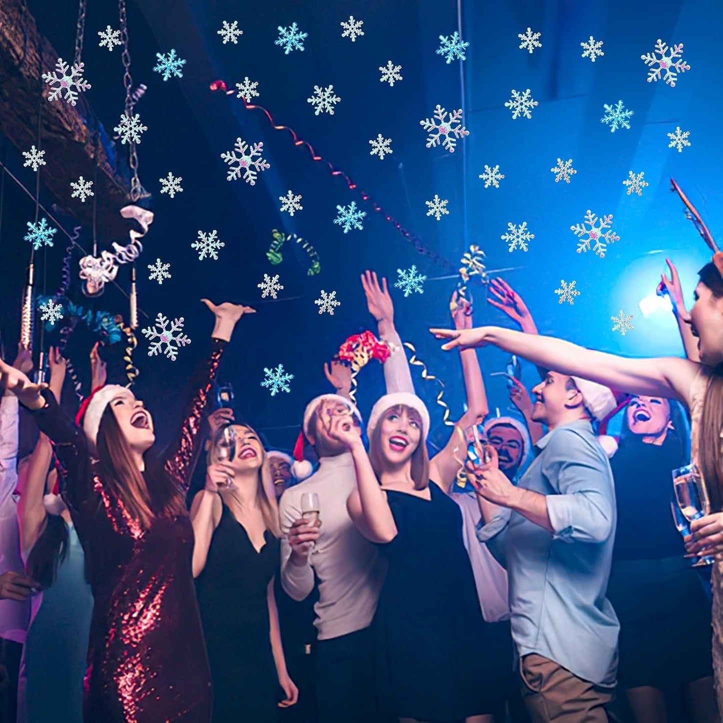 MARFOREVER Blue White Snowflake Confetti Decorations, Winter Glitter Confetti Christmas Snowflake Table Sequins Scatter Centerpiece for Xmas Winter Wonderland Wedding Snow Party Decor Supplies