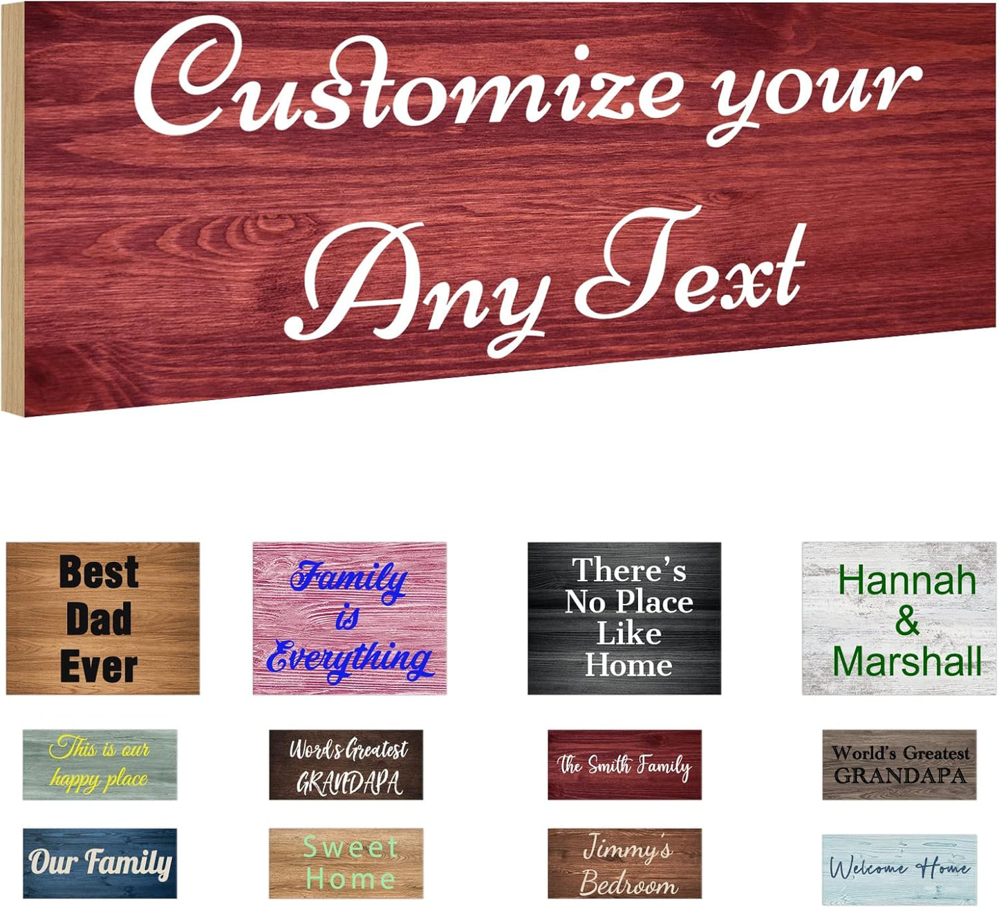 Custom Sign Personalized Wooden Signs for Home Customized Decorative Sign with Text for Wall Doors Bar Business Office Yard - 4 Size & 12 Board Colors Options