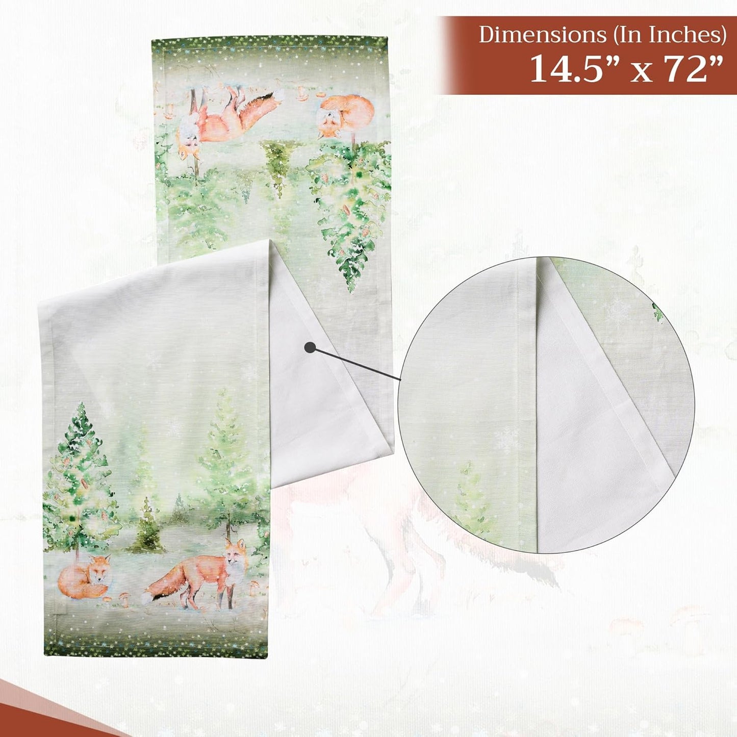 Maison d' Hermine Table Runner 100% Cotton Single Layer Table Runners 72 inches Long for Thanksgiving Christmas Decorations Home Kitchen Dining Party Wedding (Winter Mornings, 14.5" x 72")