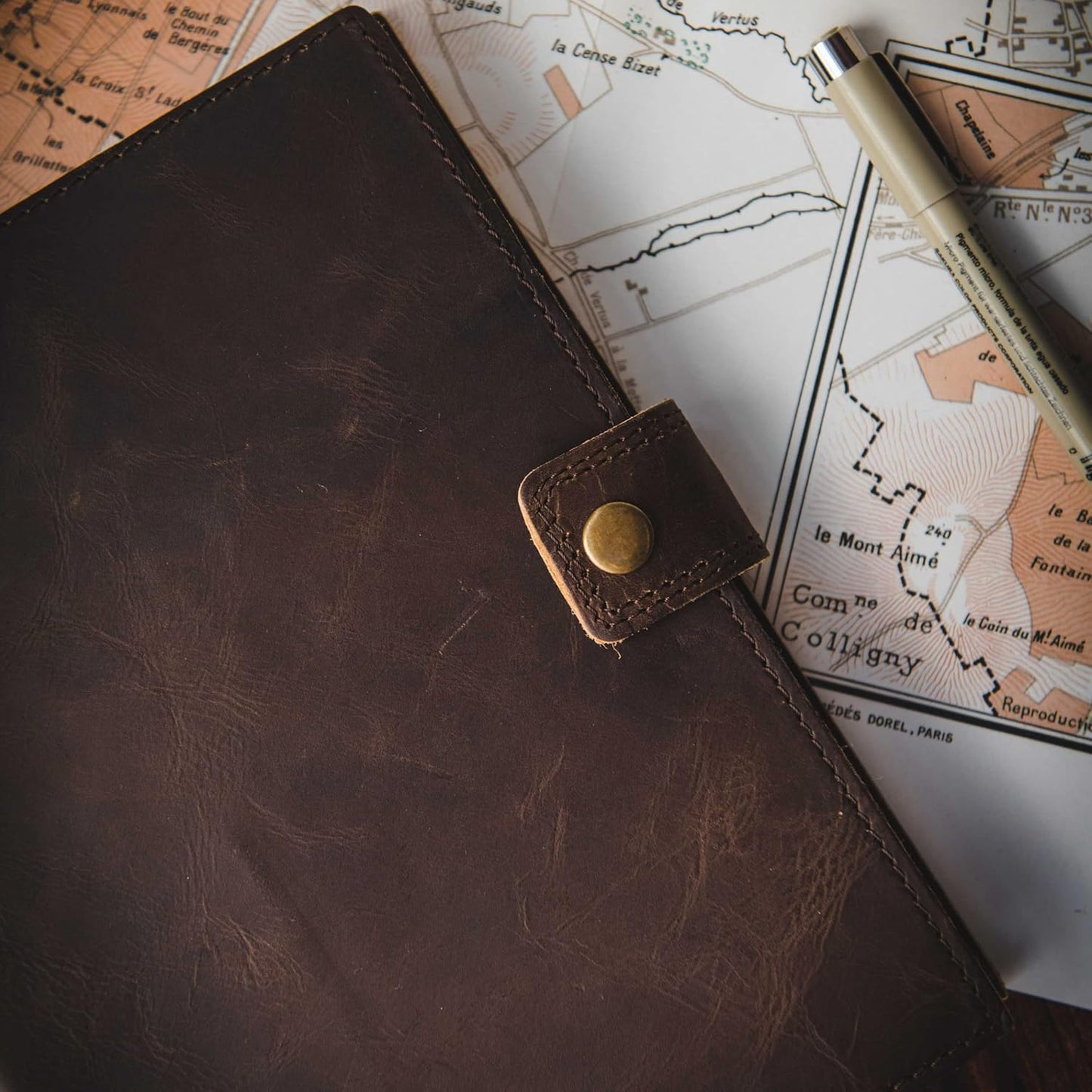 Refillable Leather Journal | Premium Lined A5 Notebook Cover | 200 Ruled Writing Pages | Card Holder Slot | Leather Bound Journals for Men & Women, Best Gift Travel Diary, Cool Planner