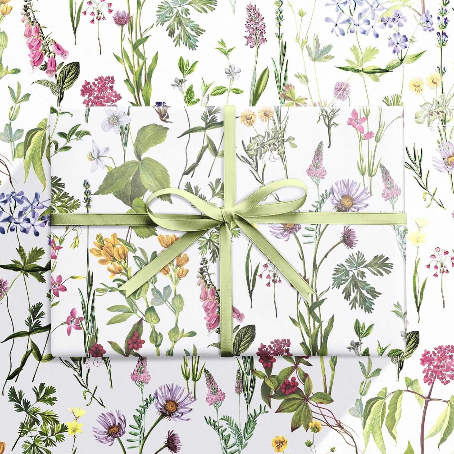 RUSPEPA 30" X 32.8' Wild Flower Wrapping Large Paper Roll for Women Girls, Jumbo Roll, Elegant Floral Design Gift Wrap Perfect for Birthday, Bridal Shower, Spring, Wedding, Mother's Day, 82 sq. ft.