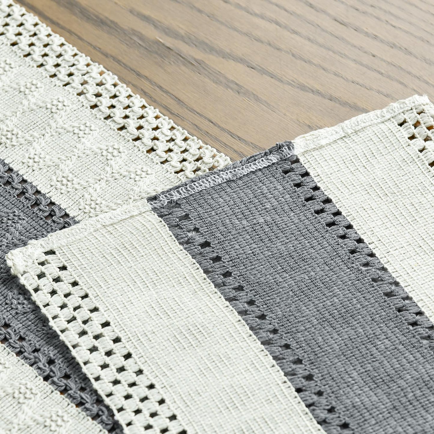 Artoid Mode Dark Grey Farmhouse Rustic Table Runner, Seasonal Holiday Hollow Kitchen Dining Table Decoration for Home Party Decor 12x36 Inch