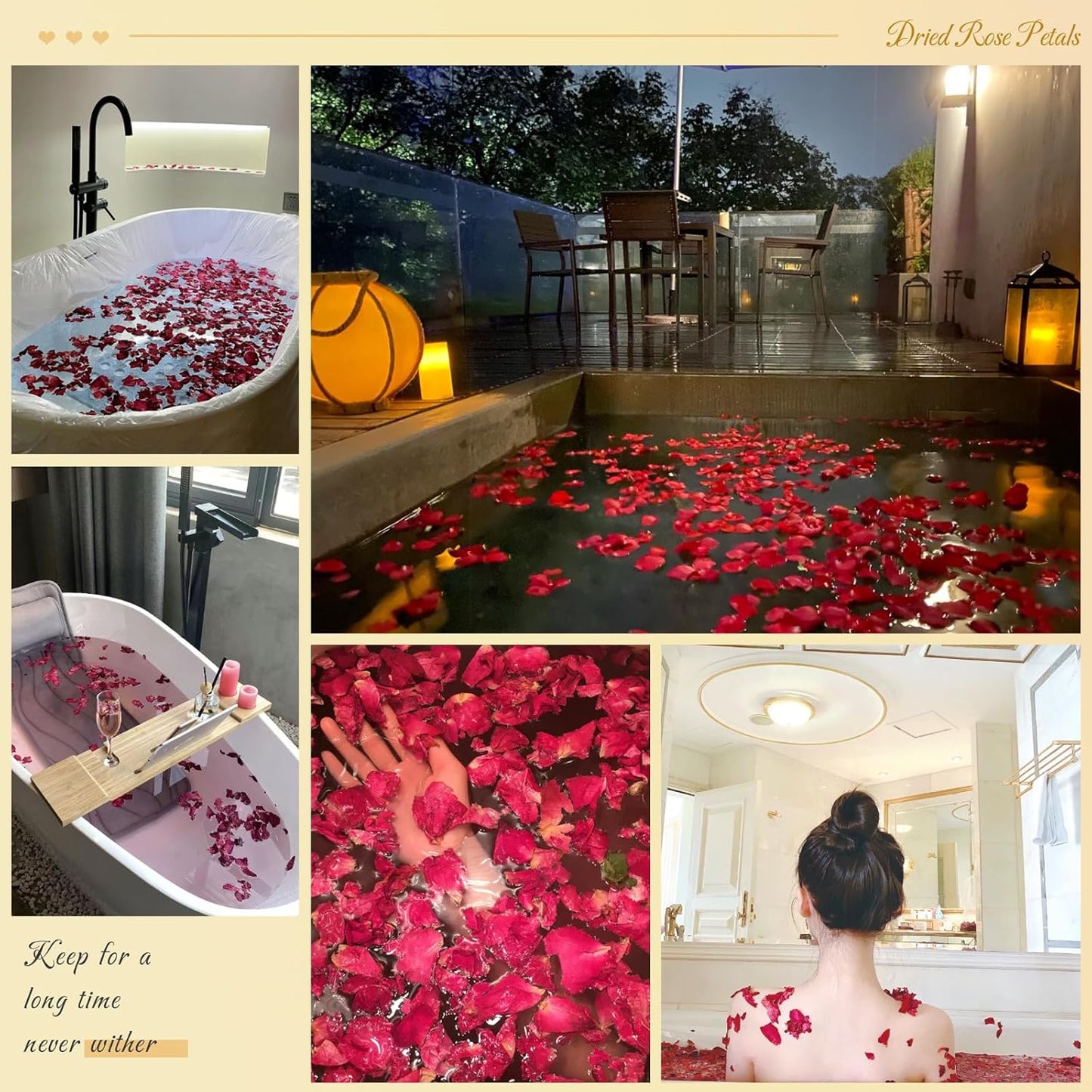 300+ PCS Biodegradable Red Rose Petals Wedding Confetti, 20+ Cups Dried Flower Petals for Valentine's Day, Bath, Bridal Shower, Soap, Candle Making, Mother's Day Presents and Bridal（2 QT）