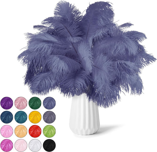 NEWONG 30pcs Blue-Purple Ostrich Feathers Natural Bulk 9-12inch(23-30cm) Vase Craft Wedding Home Party Centerpieces Christmas Day Decoration