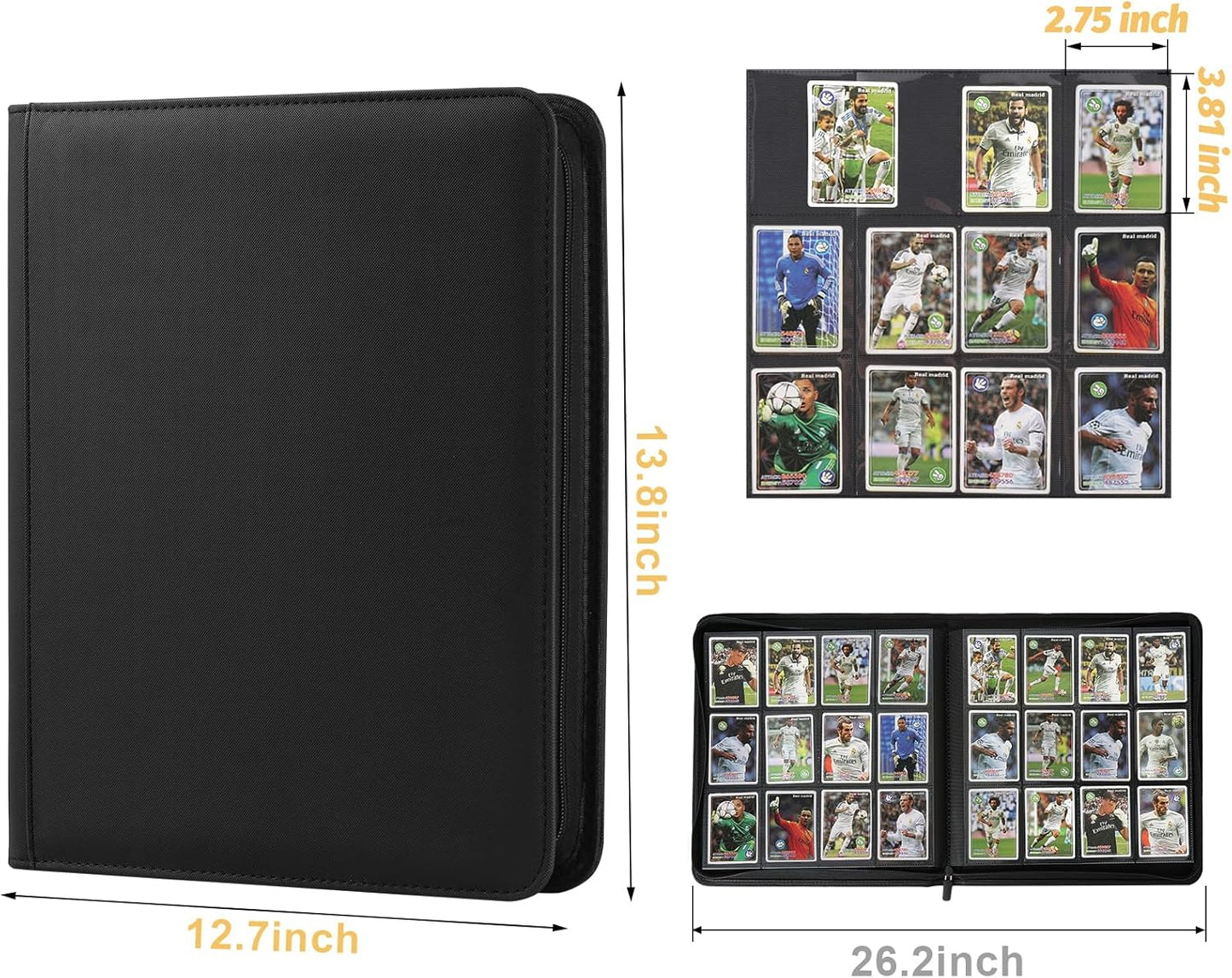 Trading Card Binder 12 Pocket, 720 Pockets Card Binders, Card Collection Binder, Card Album Folder for MTG, TCG, Sports Cards, Game Cards (Black)