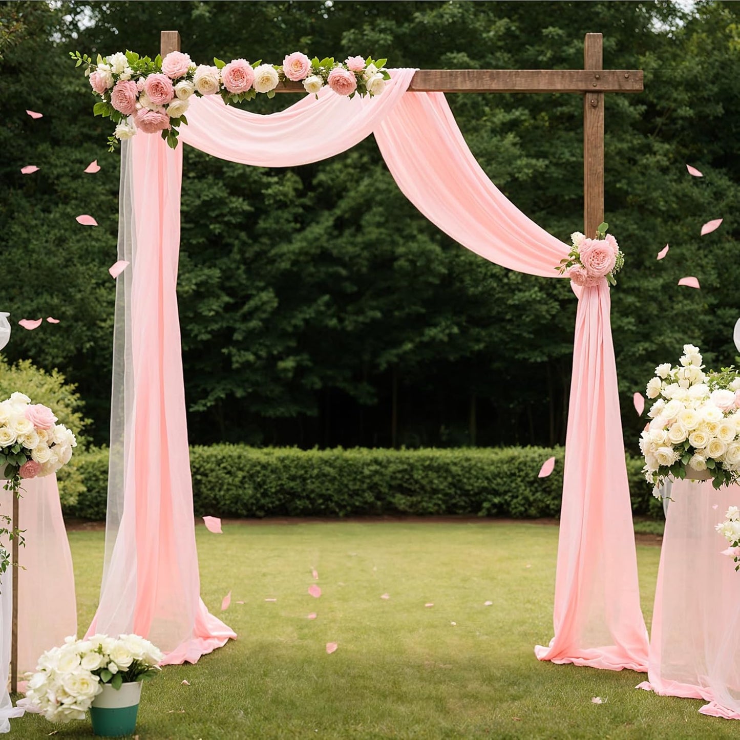 Arch Drapes for Wedding Arch Draping Fabric Blush Sheer Backdrop Curtain for Ceremony Bridal Party Decor 19Ft Length x 28" Width 2 Panel