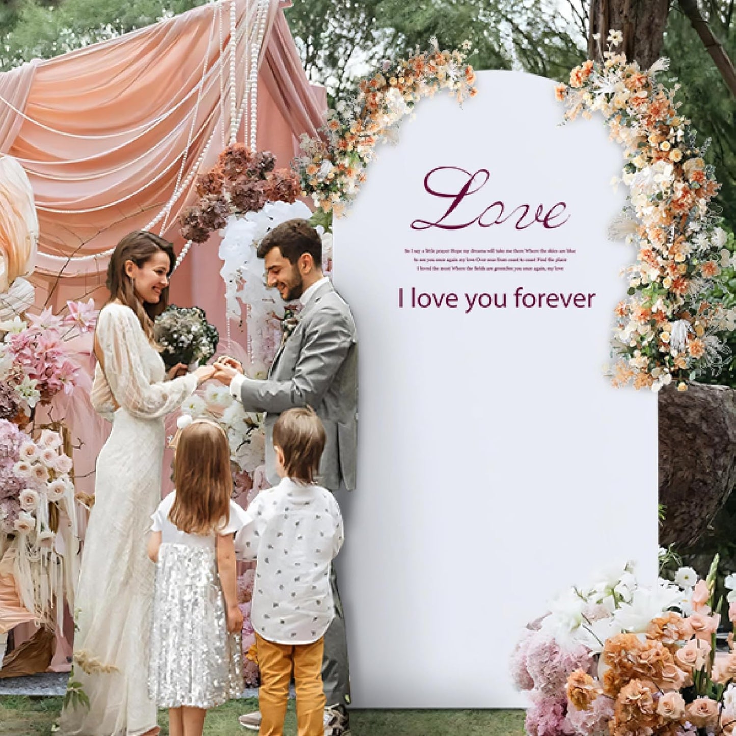 Arch Backdrop Stand Cover 8Ft White Thick Spandex Fabric Arch Backdrop Cover High Elasticity Fitted Round Top for Wedding Birthday Party Baby Shower Garden Decoration