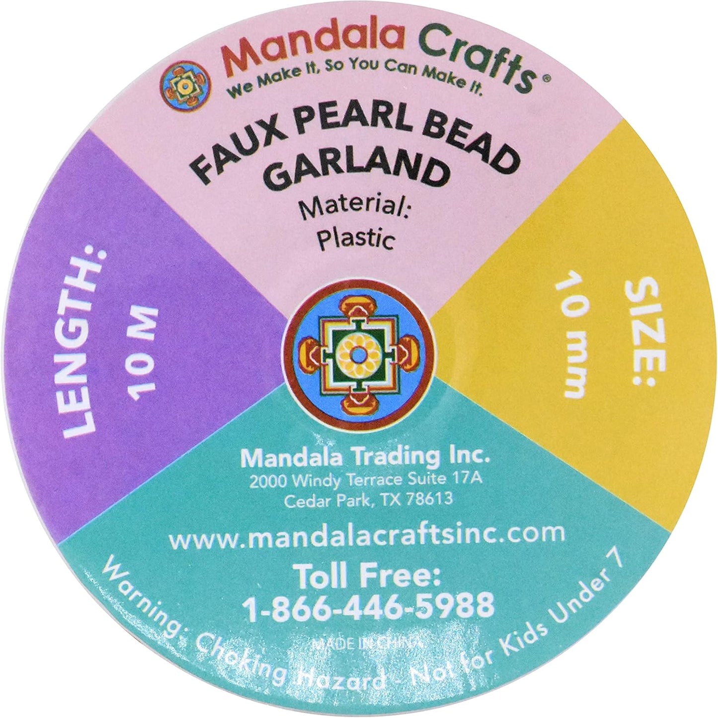 Mandala Crafts 10mm Faux Metallic Silver Pearl Beads Roll - 11 Yards Strand of Fake Pearls Chain Garlands Spool String for Christmas Tree, Wedding, Party, Vases, DIY Decoration